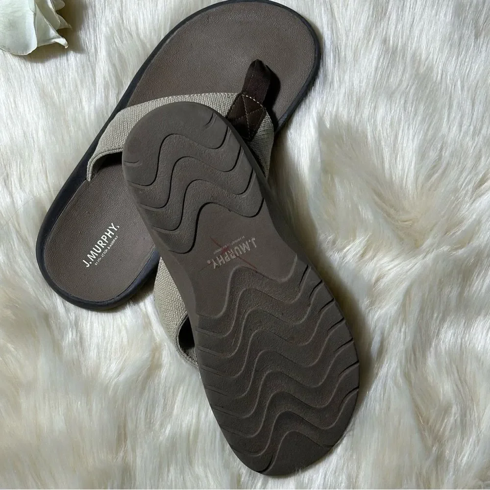 Tan and Brown Sandals with Contoured Footbed and Y-Strap Design